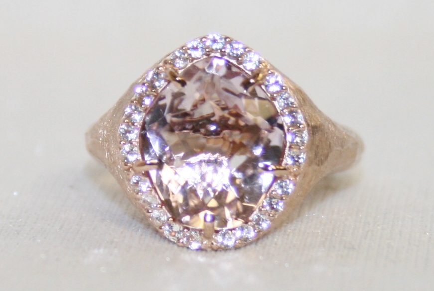 Vianna Brasil Pink Amethyst Rose Gold Vermeil Halo Ring