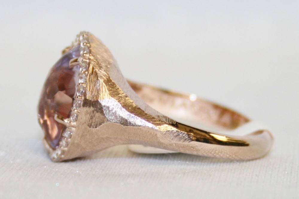 Vianna Brasil Pink Amethyst Rose Gold Vermeil Halo Ring