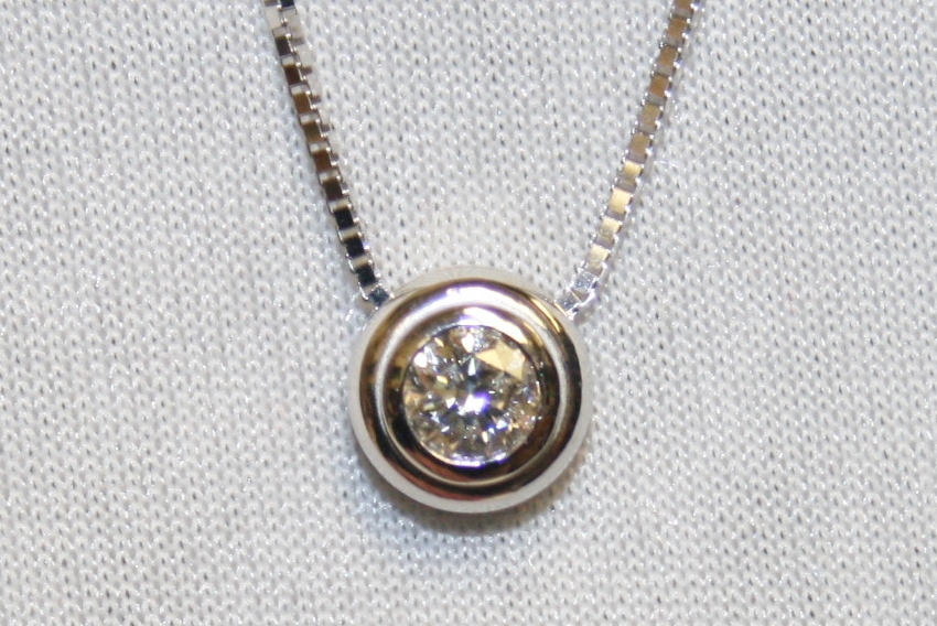 White Gold Bezel Set Diamond Pendant – 0.44ct.