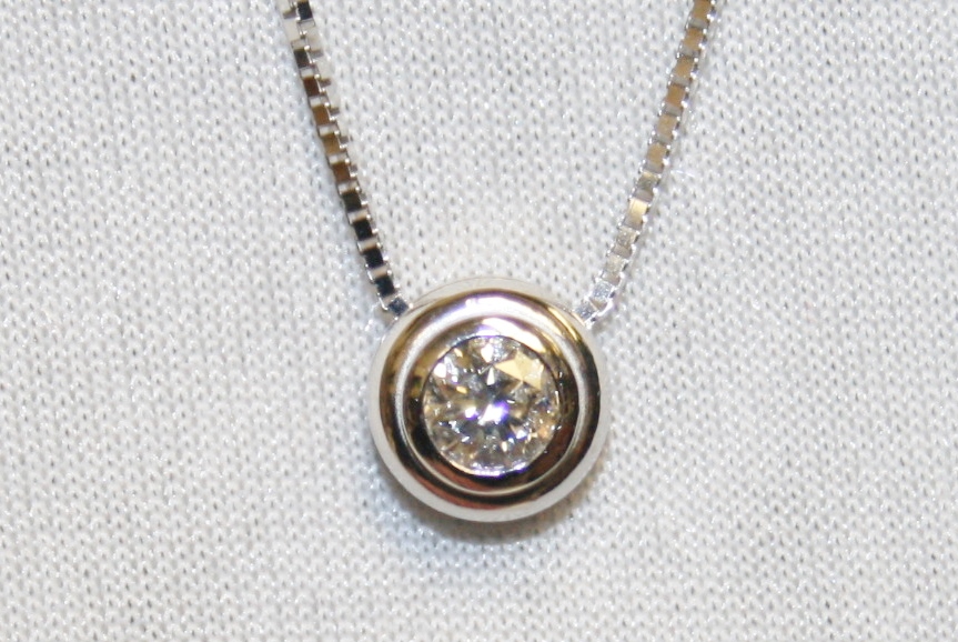 White Gold Bezel Set Diamond Pendant – 0.44ct.