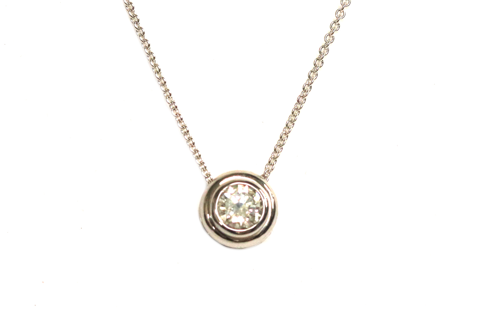 White Gold Diamond Solitaire Necklace – 0.66 ct.