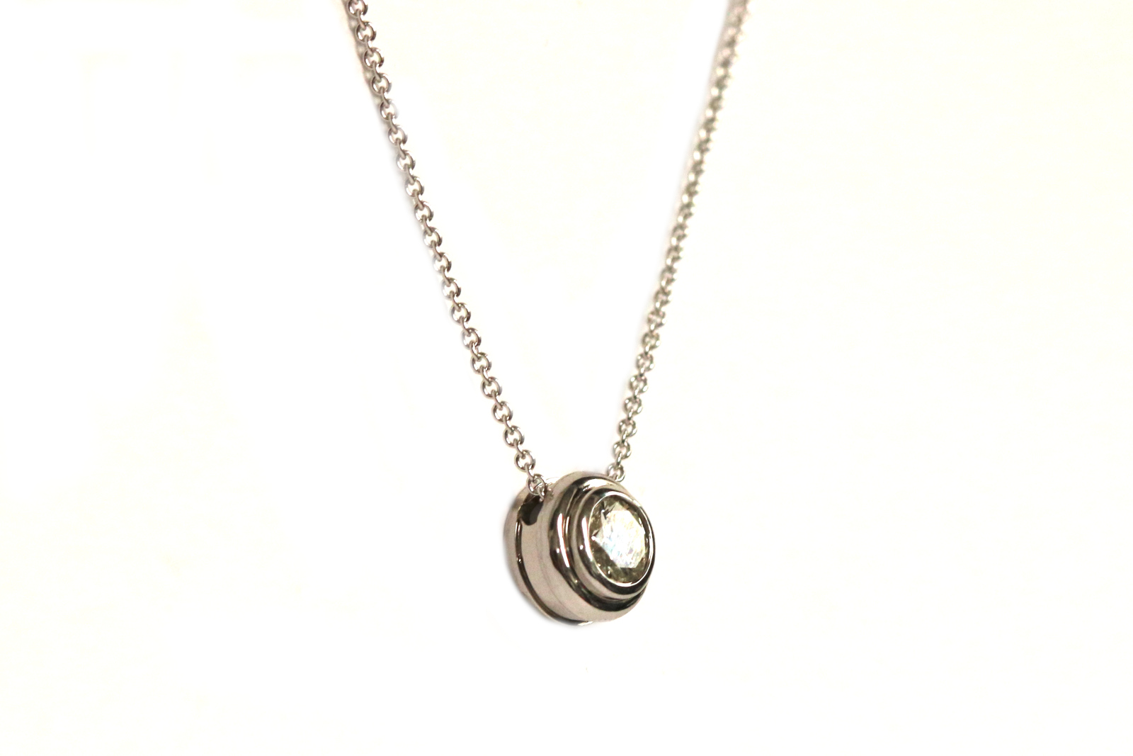 White Gold Diamond Solitaire Necklace – 0.66 ct.
