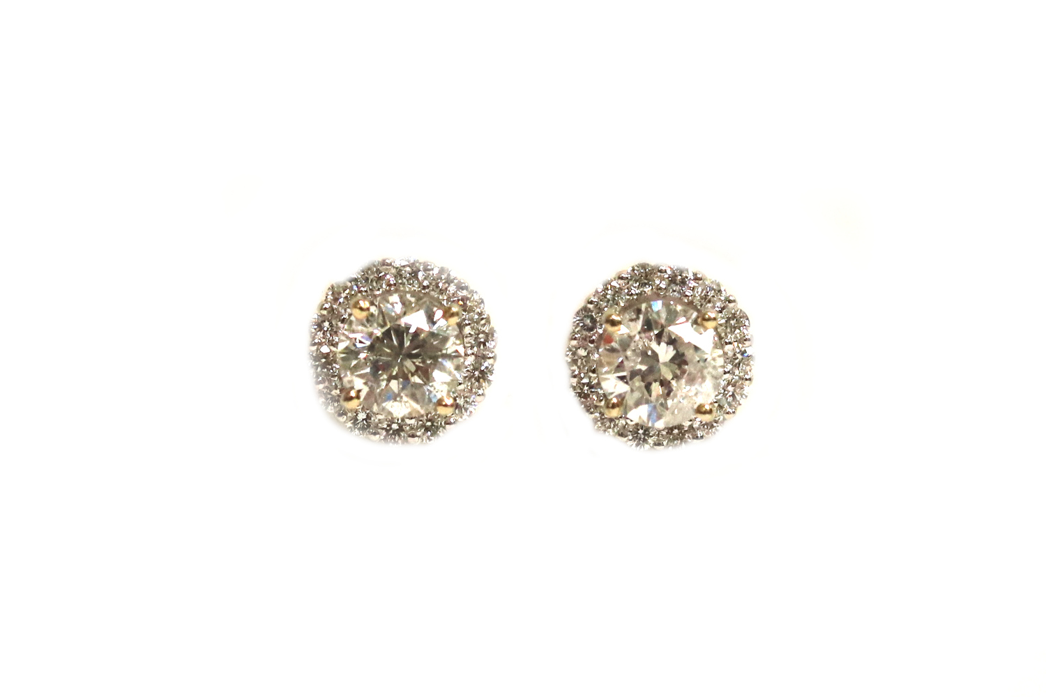 White Gold Diamond Halo Earrings – 2.00 ct TW