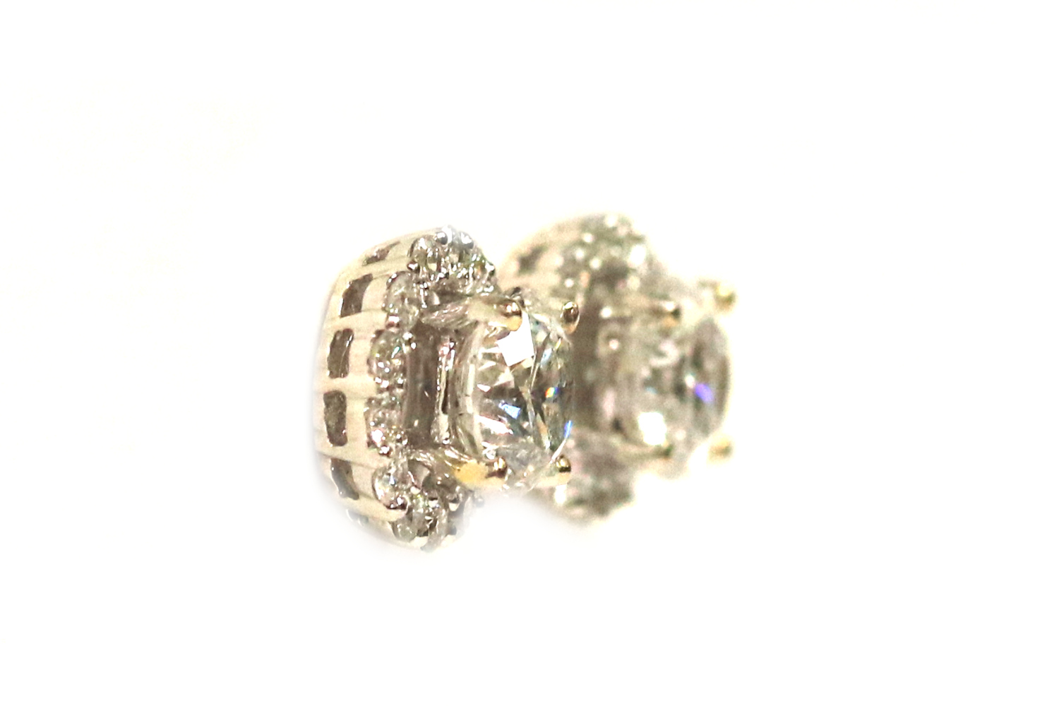White Gold Diamond Halo Earrings – 2.00 ct TW