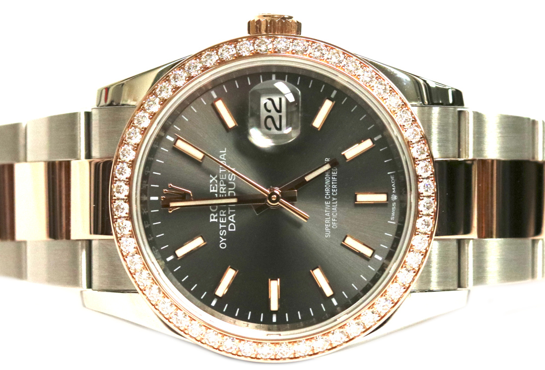 Rolex 36mm Datejust Steel and Rose Diamond Bezel