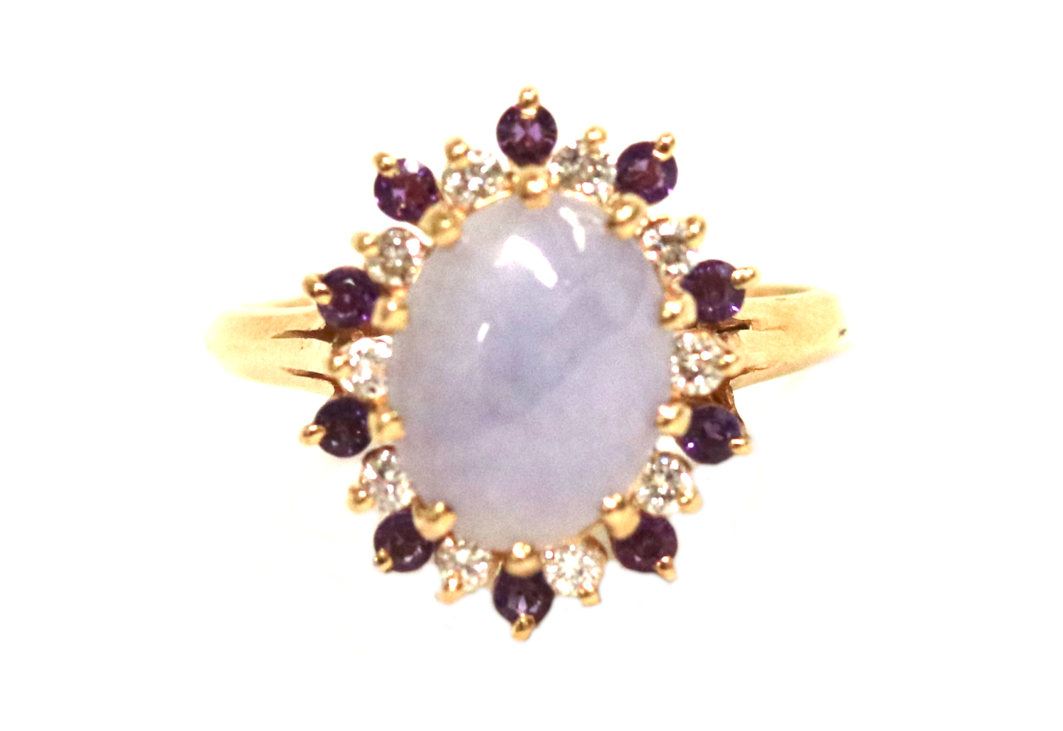 Jadeite Amethyst and Diamond Ring