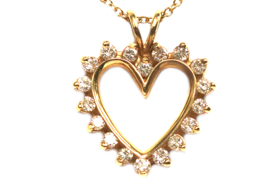 Yellow Gold Diamond Heart Necklace – 0.86ct TW