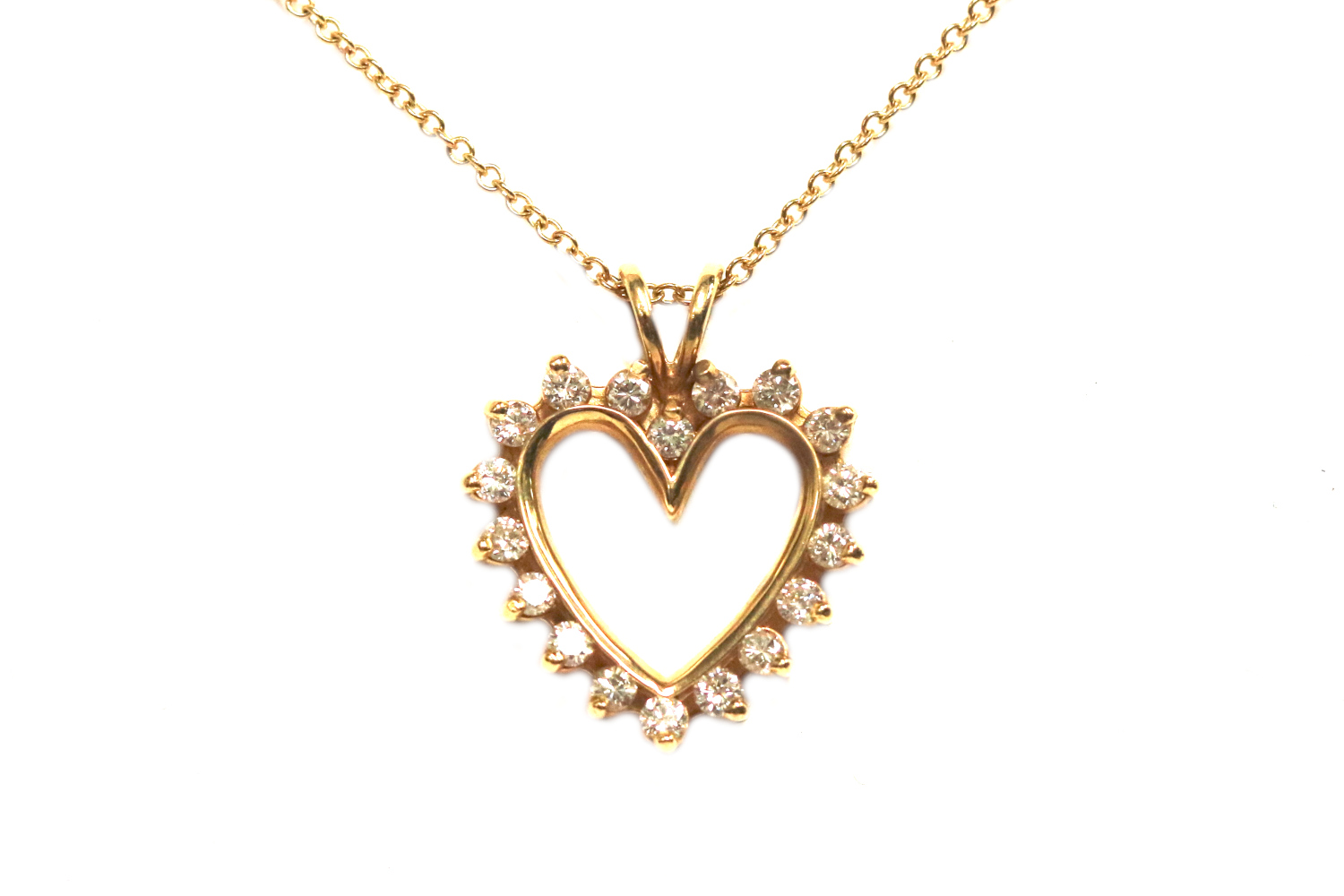 Yellow Gold Diamond Heart Necklace – 0.86ct TW