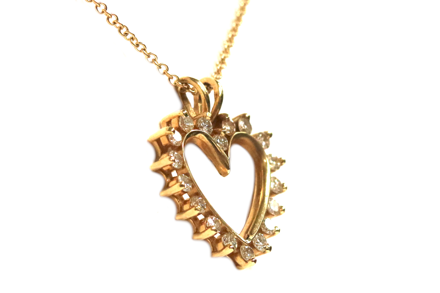 Yellow Gold Diamond Heart Necklace – 0.86ct TW