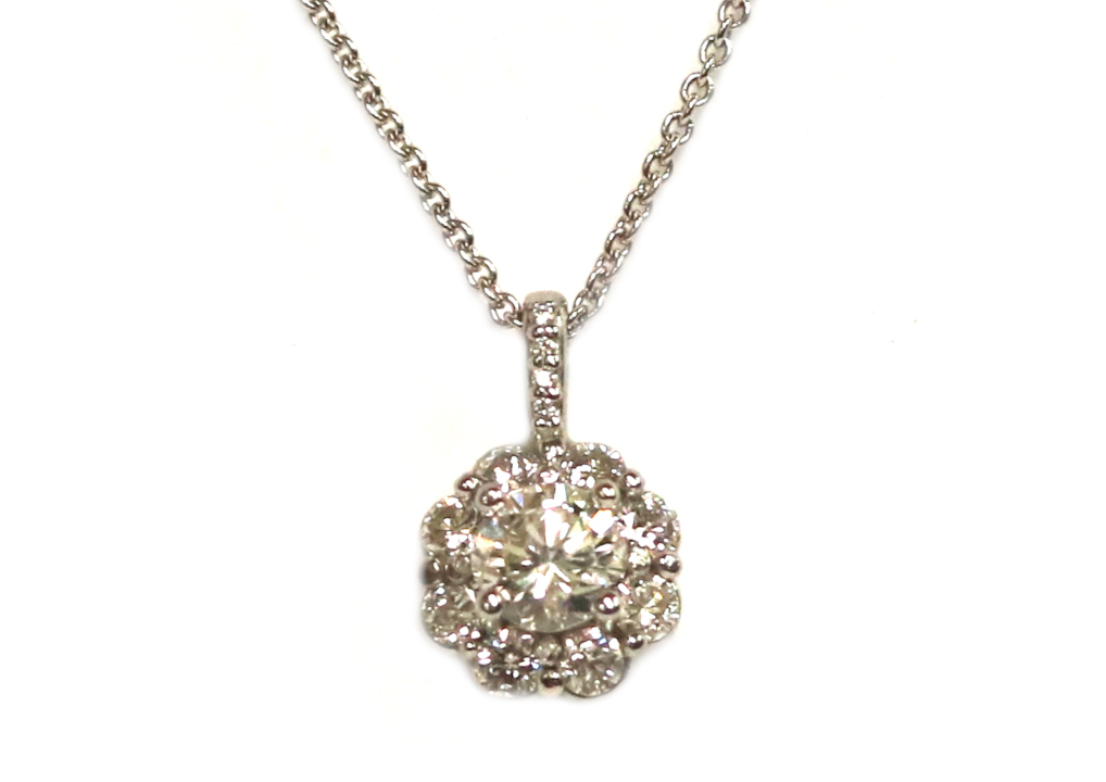 White Gold Diamond Cluster Pendant – 0.80ct TW