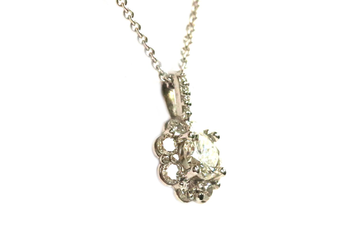 White Gold Diamond Cluster Pendant – 0.80ct TW