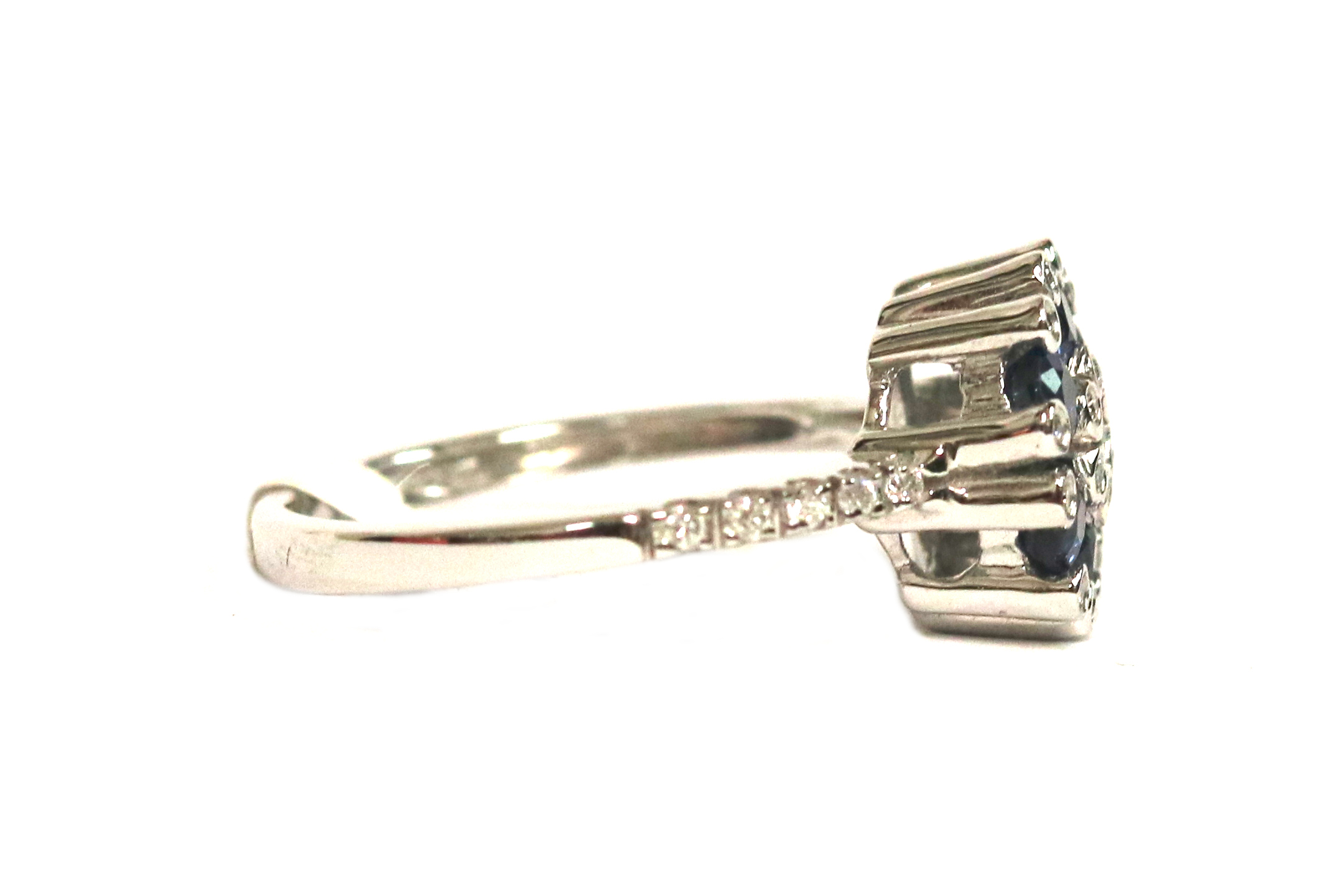 Sapphire and Diamond Cluster Ring