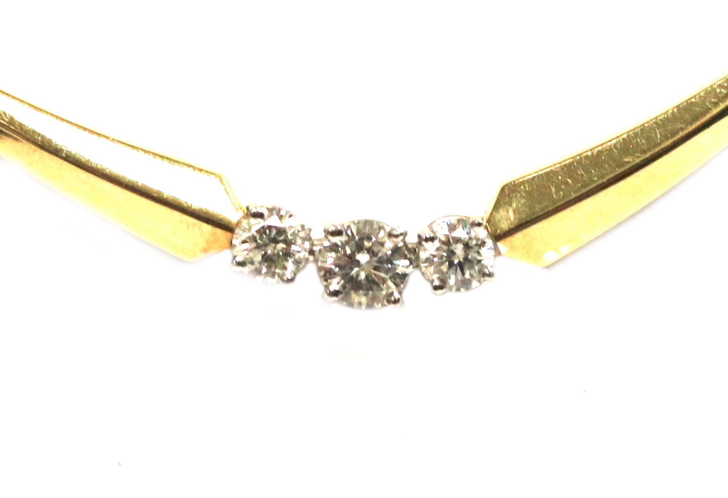 Yellow Gold Three Stone Diamond Necklace – 0.98 ct TW
