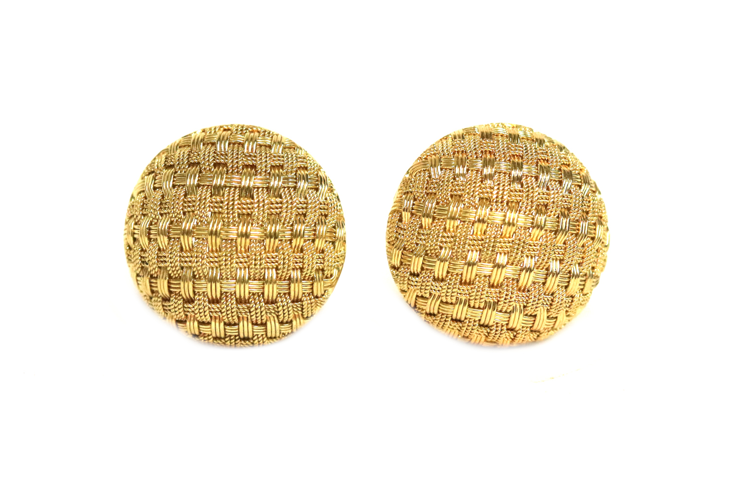 Yellow Gold Woven Dome Earrings