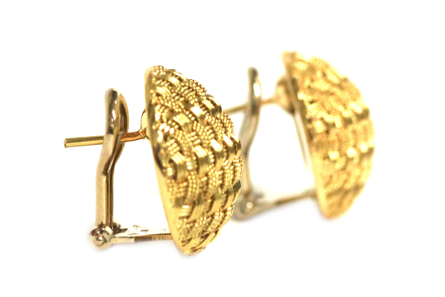 Yellow Gold Woven Dome Earrings