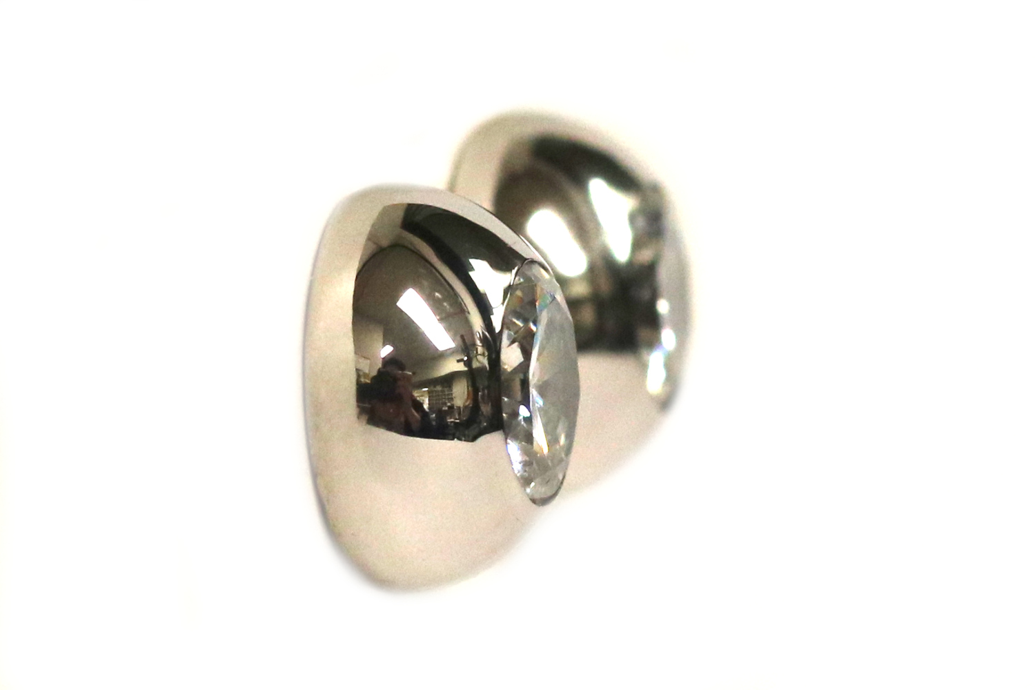 Large White Gold 8 mm CZ Dome Earrings