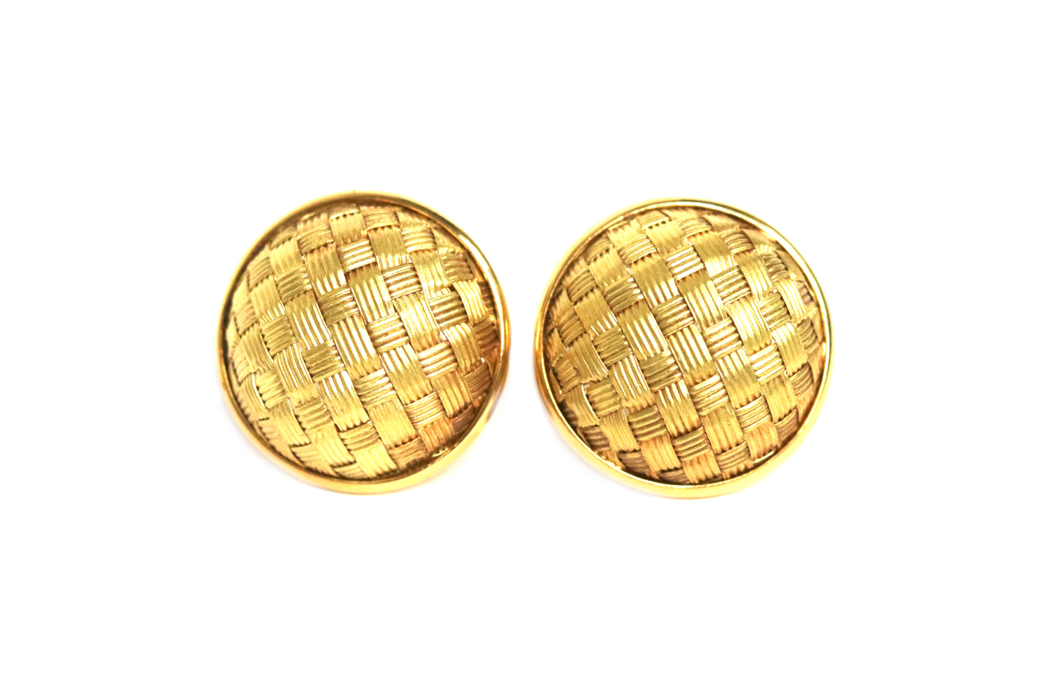 Yellow Gold Woven Dome Earrings
