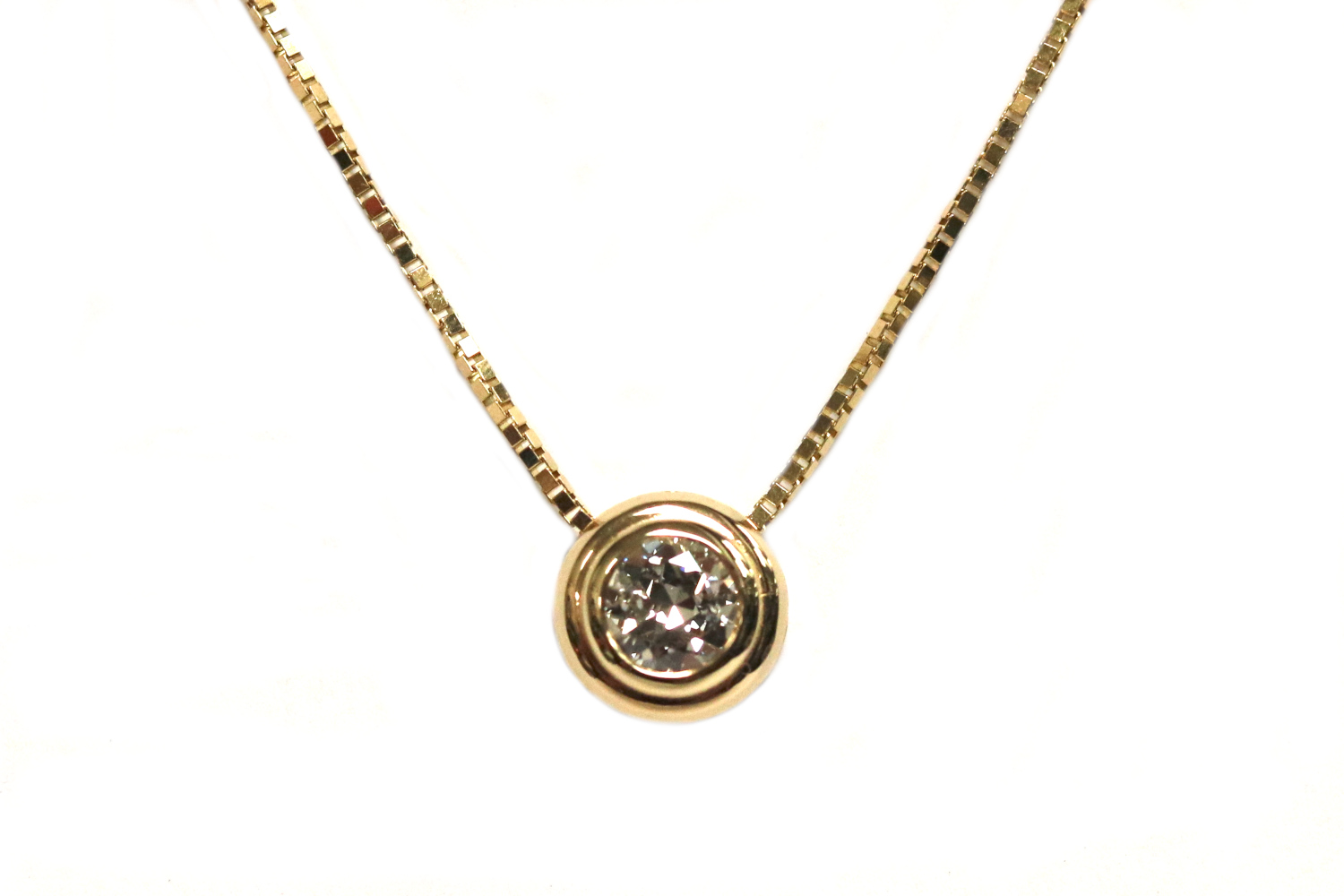 Yellow Gold Diamond Bezel Pendant – 0.61ct