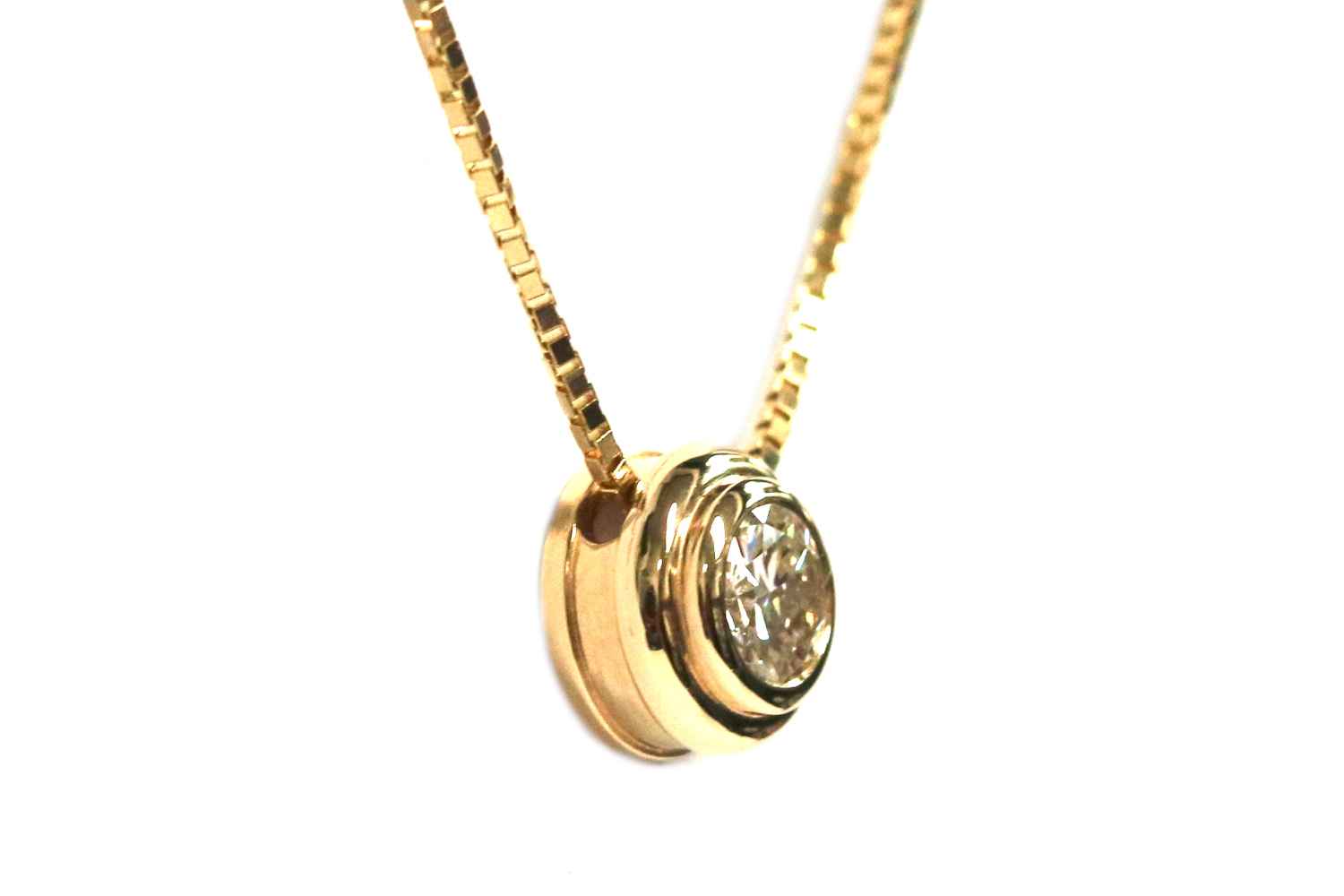 Yellow Gold Diamond Bezel Pendant – 0.61ct