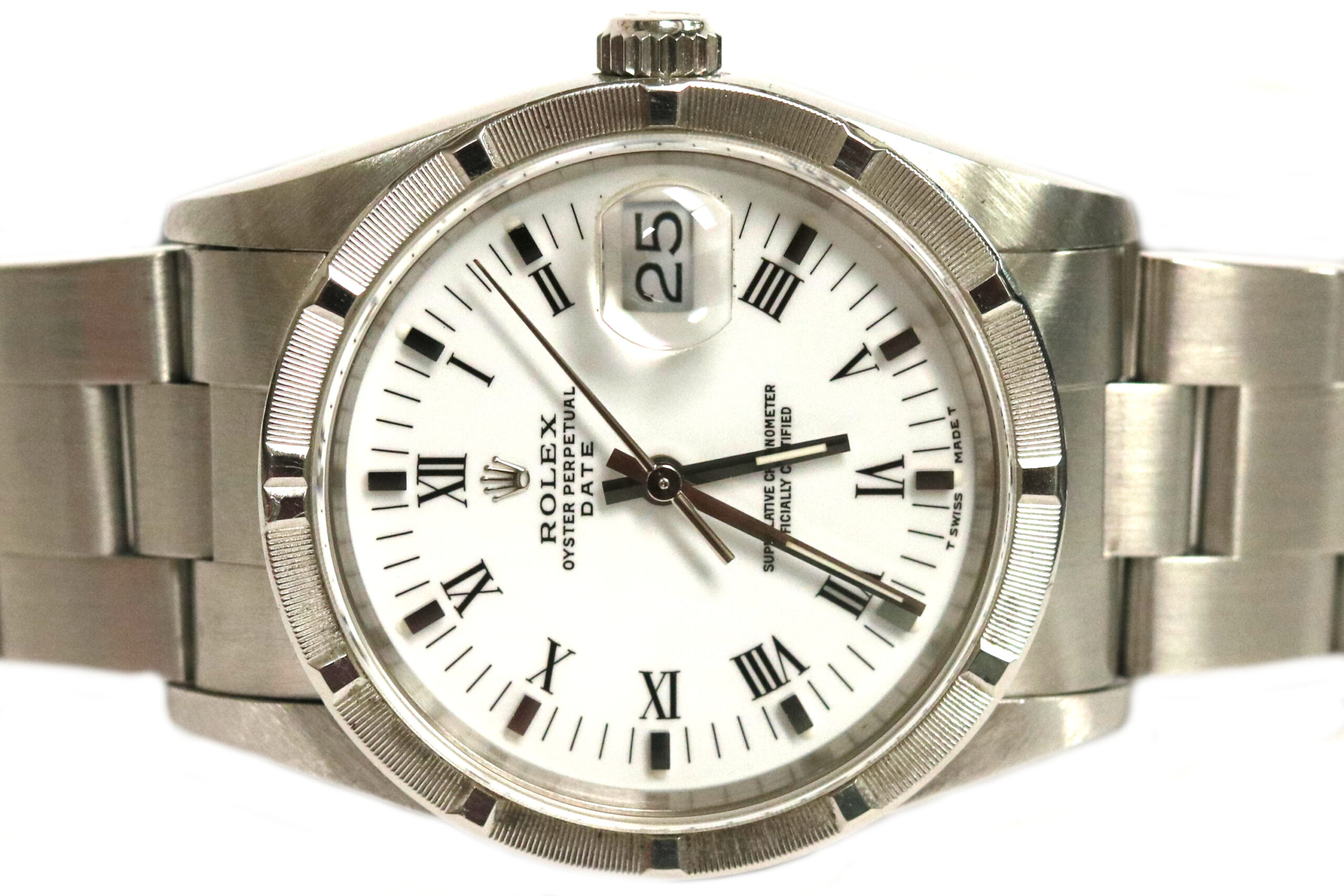 Rolex Oyster Date White Roman Dial 34mm