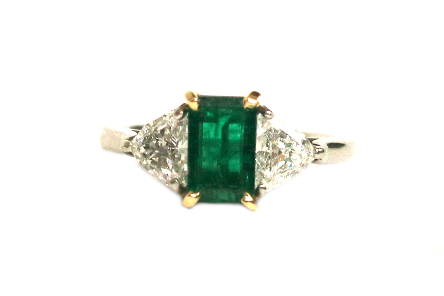 Emerald and Diamond Three Stone Ring – 1.04 ct.