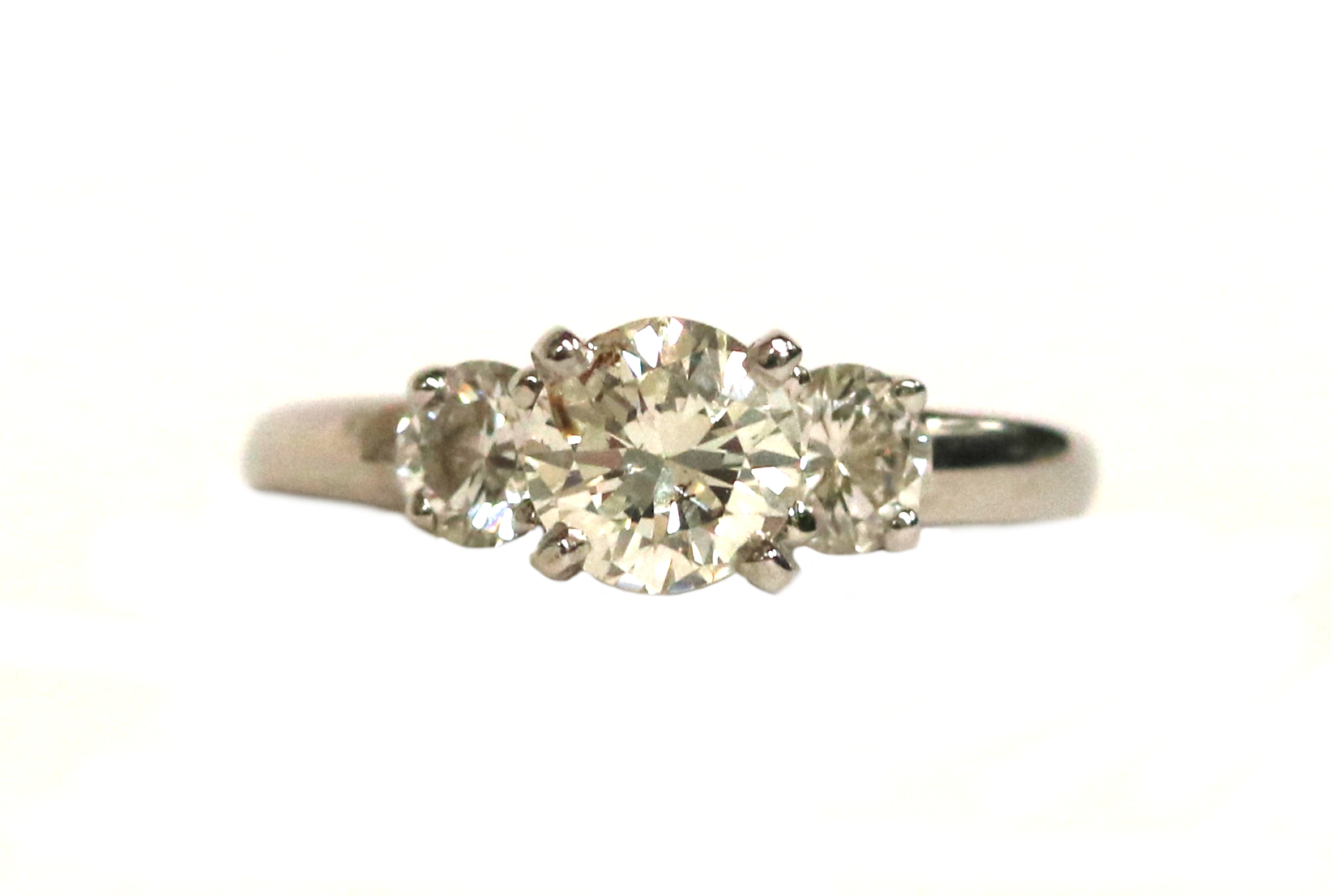 Three Stone Diamond Engagement Ring – 0.88ct Center
