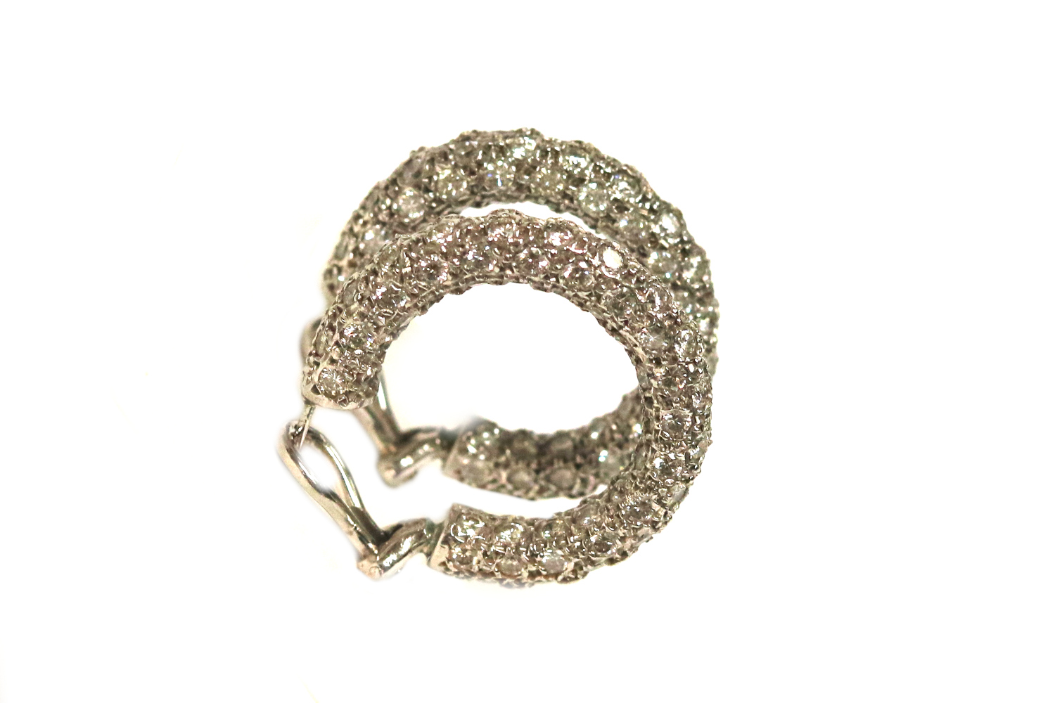 White Gold Inside Out Diamond Hoop Earrings – 7.00 ct TW