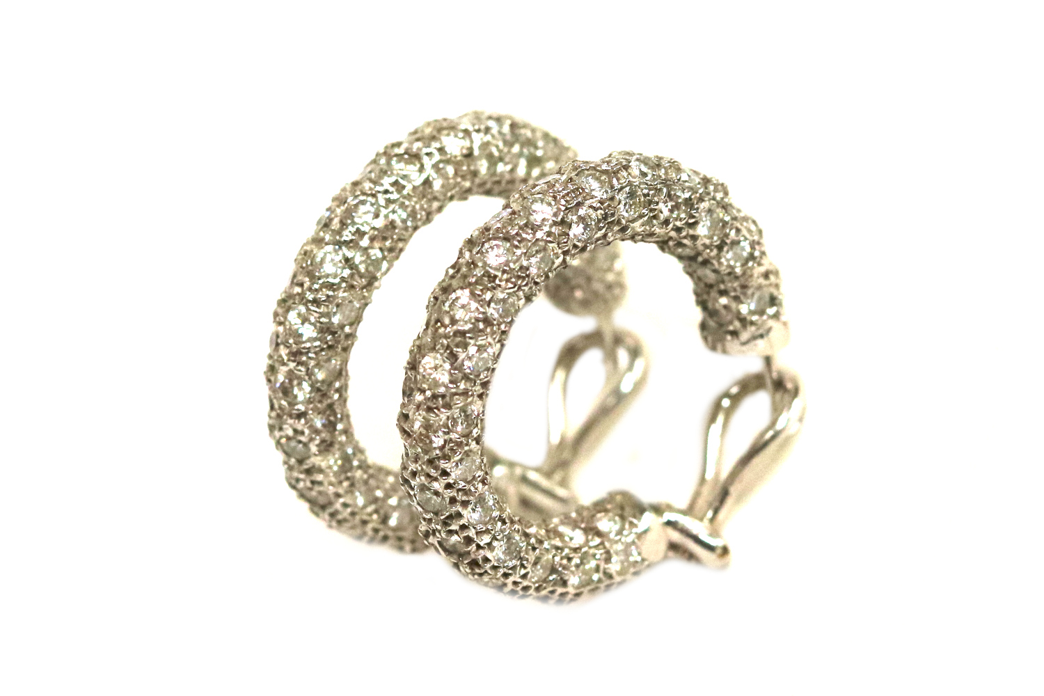 White Gold Inside Out Diamond Hoop Earrings – 7.00 ct TW