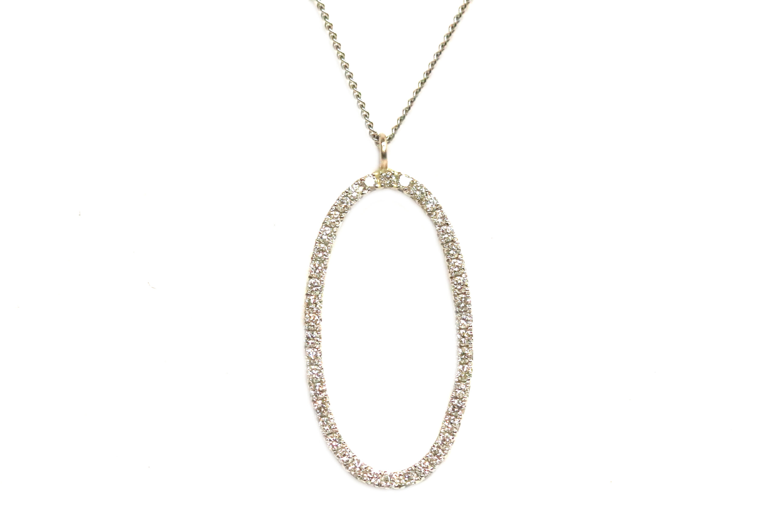 White Gold Infinity Diamond Oval Necklace – 0.42ct. TW