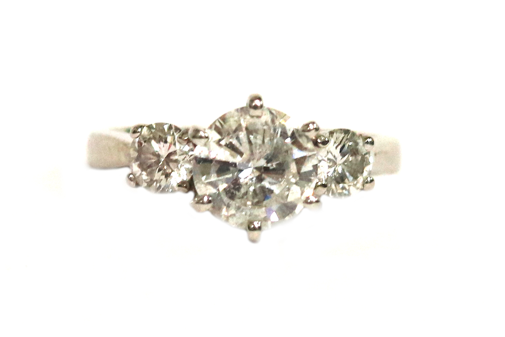 White Gold Three Stone Diamond Engagement Ring – 1.18ct.