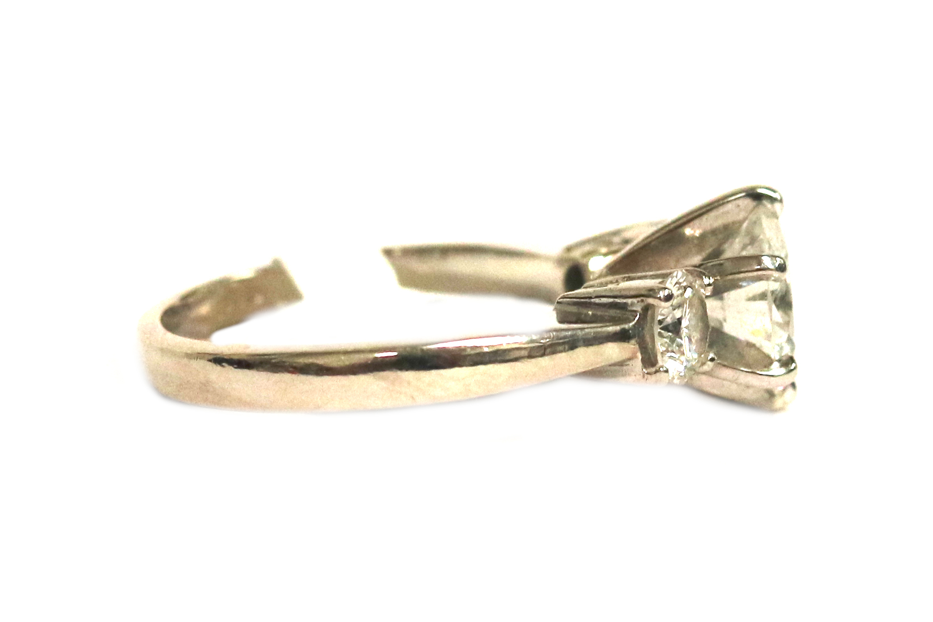 White Gold Three Stone Diamond Engagement Ring – 1.18ct.