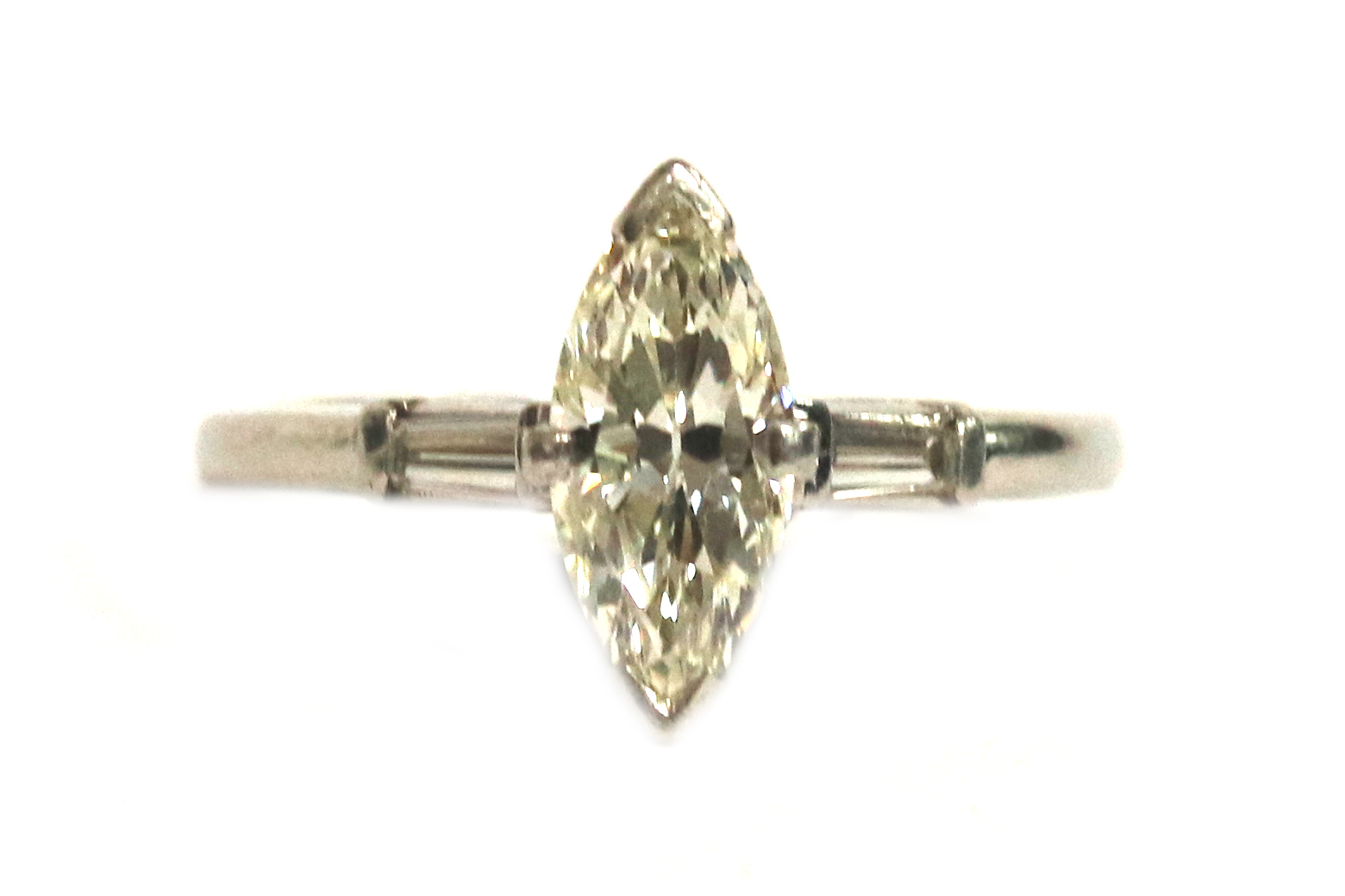 Platinum Marquise Three Stone Engagement Ring – 1.30ct.
