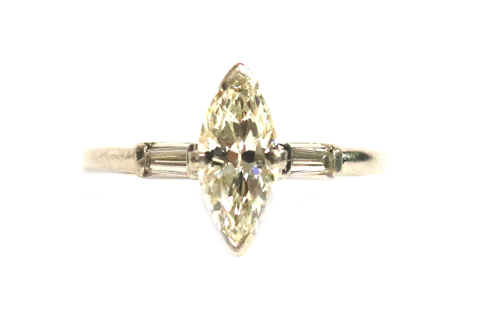 Platinum Marquise Three Stone Engagement Ring – 1.30ct.