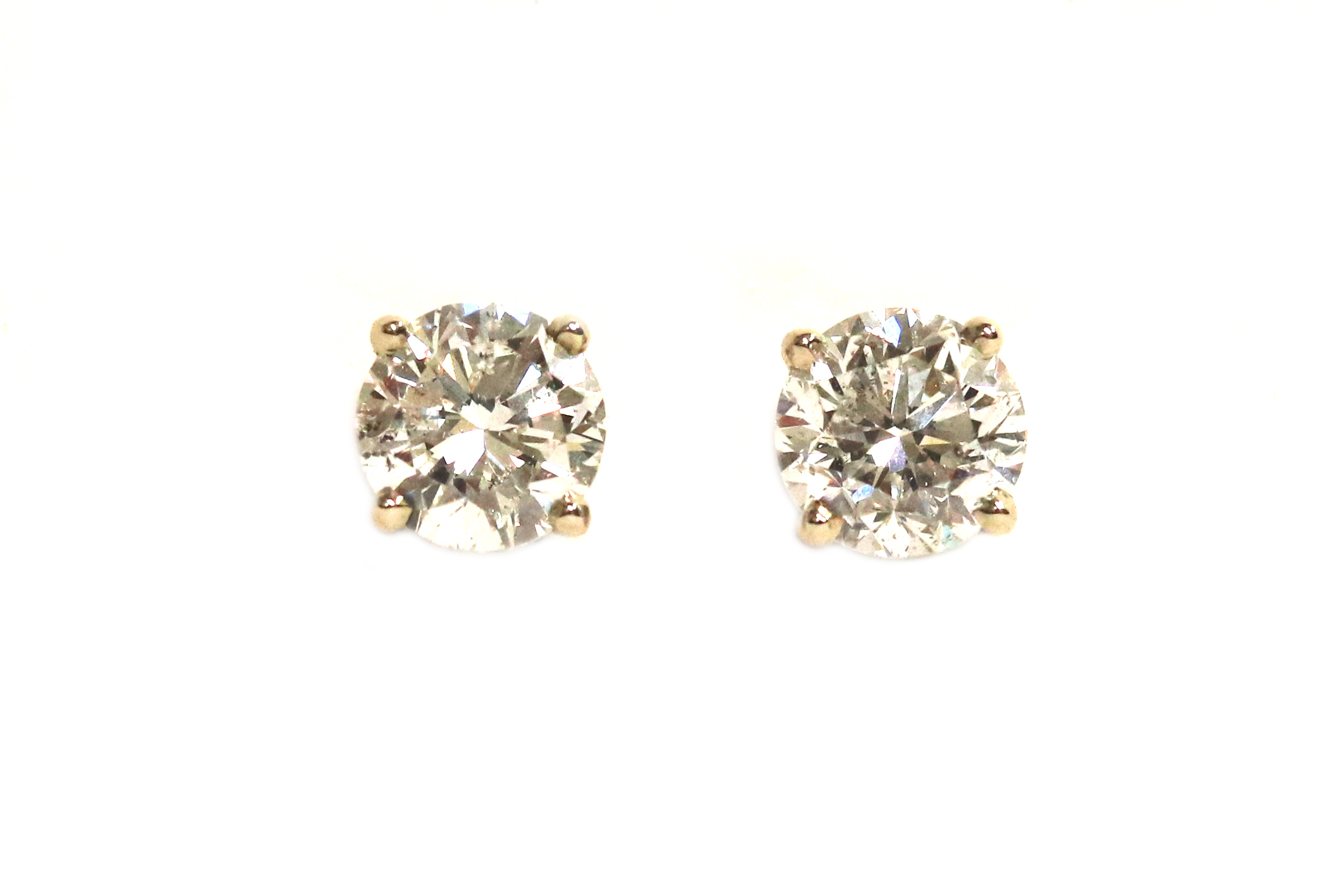 White Gold Round Brilliant Cut Diamond Stud Earrings – 2.95ct. TW