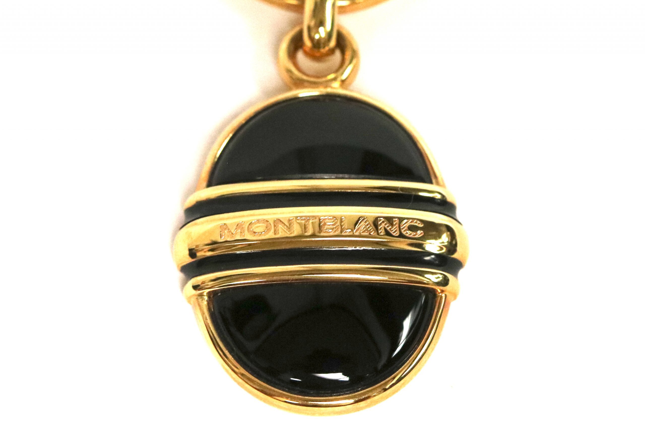 Montblanc Oval Black Onyx Key Ring Sterling Silver Gold Vermeil