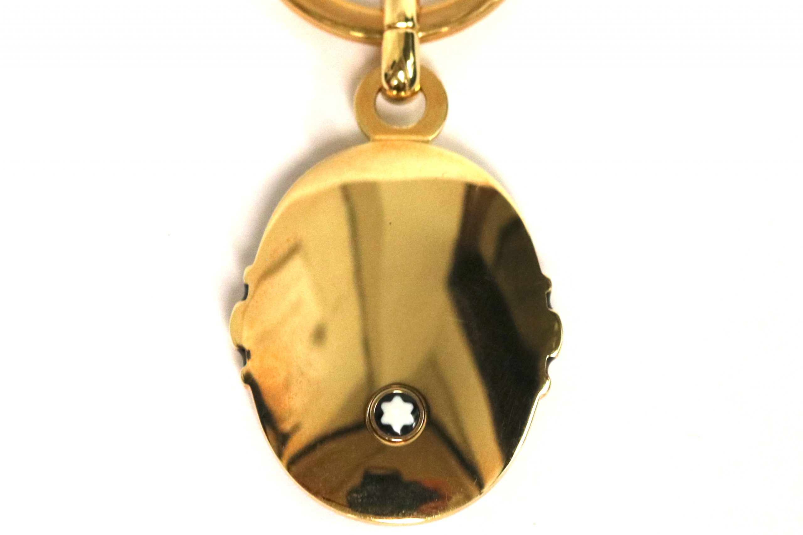 Montblanc Oval Black Onyx Key Ring Sterling Silver Gold Vermeil